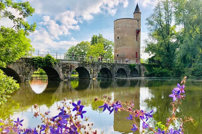 BikeTour Bruges & Damme in Spanish and English - Bruges windmills along the canal