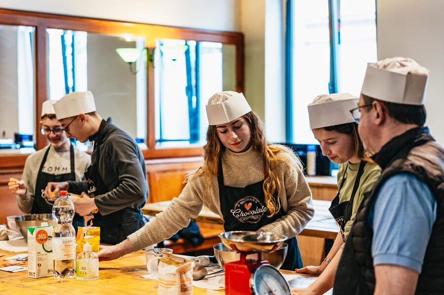 Brussels: Waffle Making Workshop - All You Can Eat - Mixing the batter in small teams