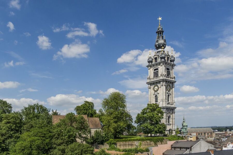 Mons : The Belfry - The Clock and the View Over Mons